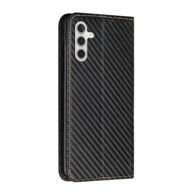 Flip Cover Samsung Galaxy A54 5G Style Fibre Carbone à Lanière