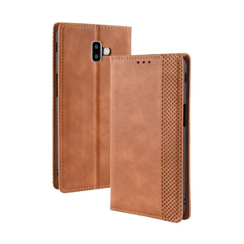 Flip Cover Samsung Galaxy J6 Plus Effet Cuir Vintage Stylisé