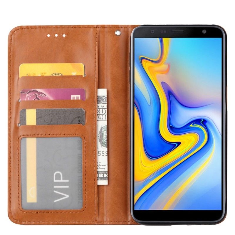Flip Cover Samsung Galaxy J6 Plus Simili Cuir Porte-cartes
