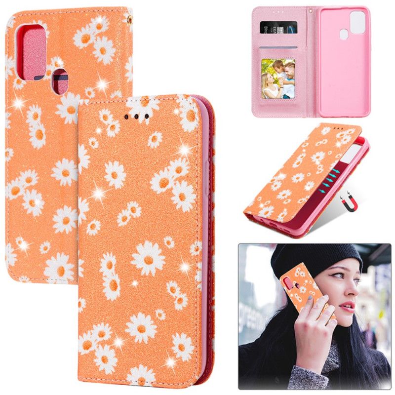 Flip Cover Samsung Galaxy M31 Simili Cuir Marguerites