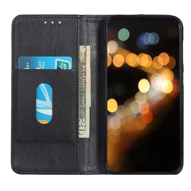 Flip Cover Samsung Galaxy Note 10 Lite Cuir Litchi Fendu Élégance