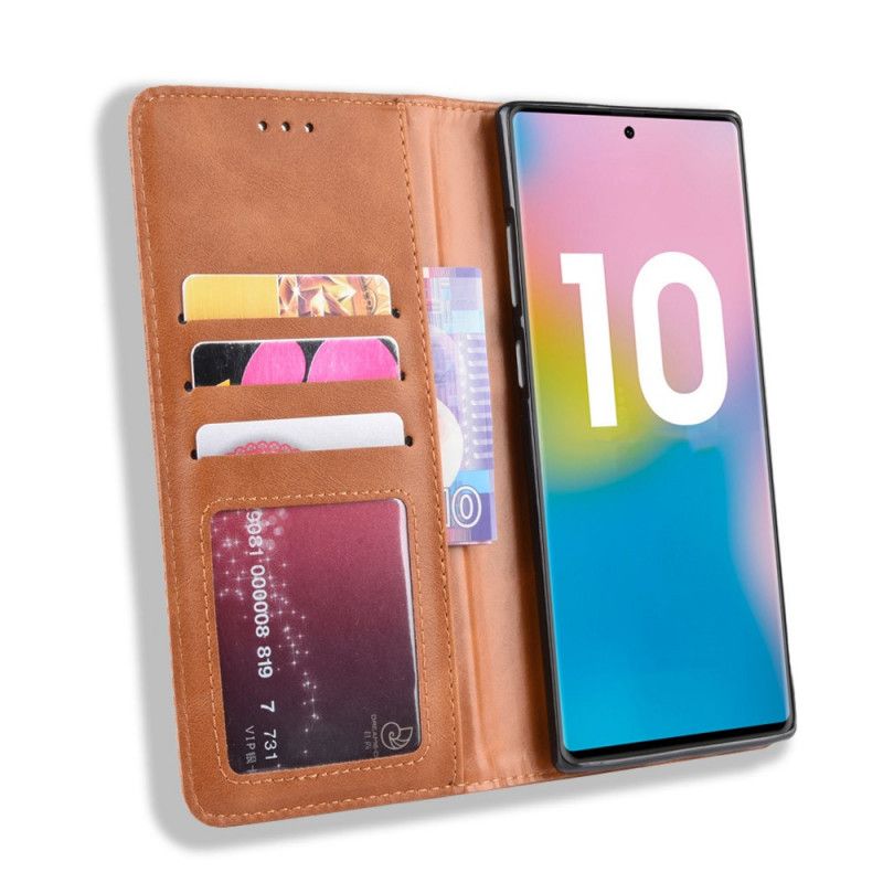 Flip Cover Samsung Galaxy Note 10 Plus Effet Cuir Vintage Stylisé