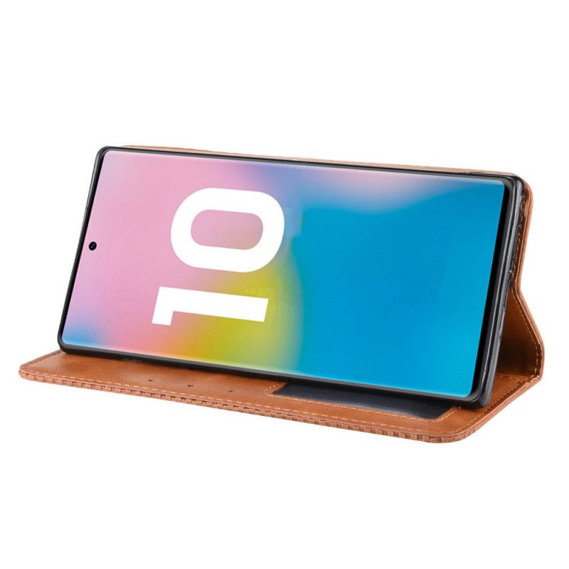 Flip Cover Samsung Galaxy Note 10 Plus Effet Cuir Vintage Stylisé