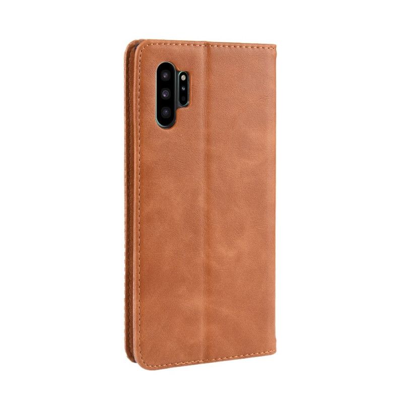 Flip Cover Samsung Galaxy Note 10 Plus Effet Cuir Vintage Stylisé