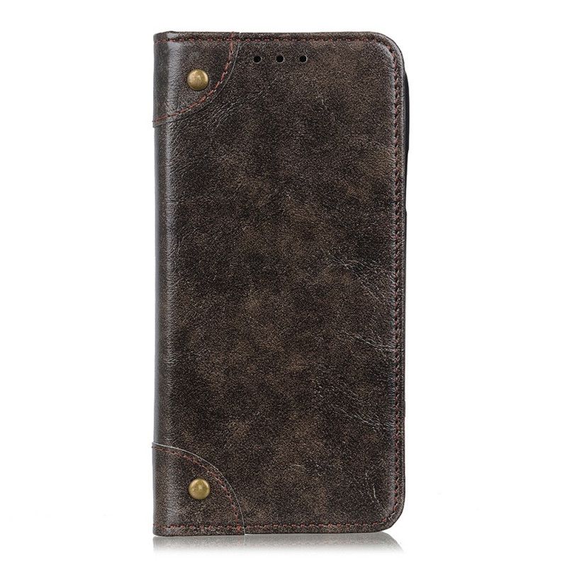 Flip Cover Samsung Galaxy Note 20 Cuir Fendu Vintage Rivets