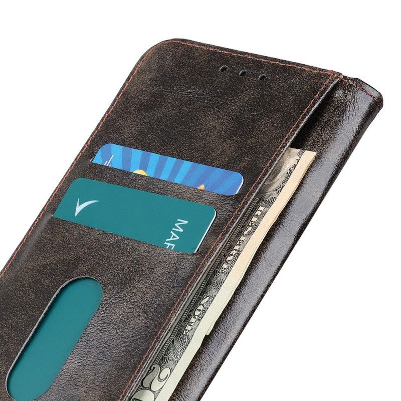 Flip Cover Samsung Galaxy Note 20 Cuir Fendu Vintage Rivets