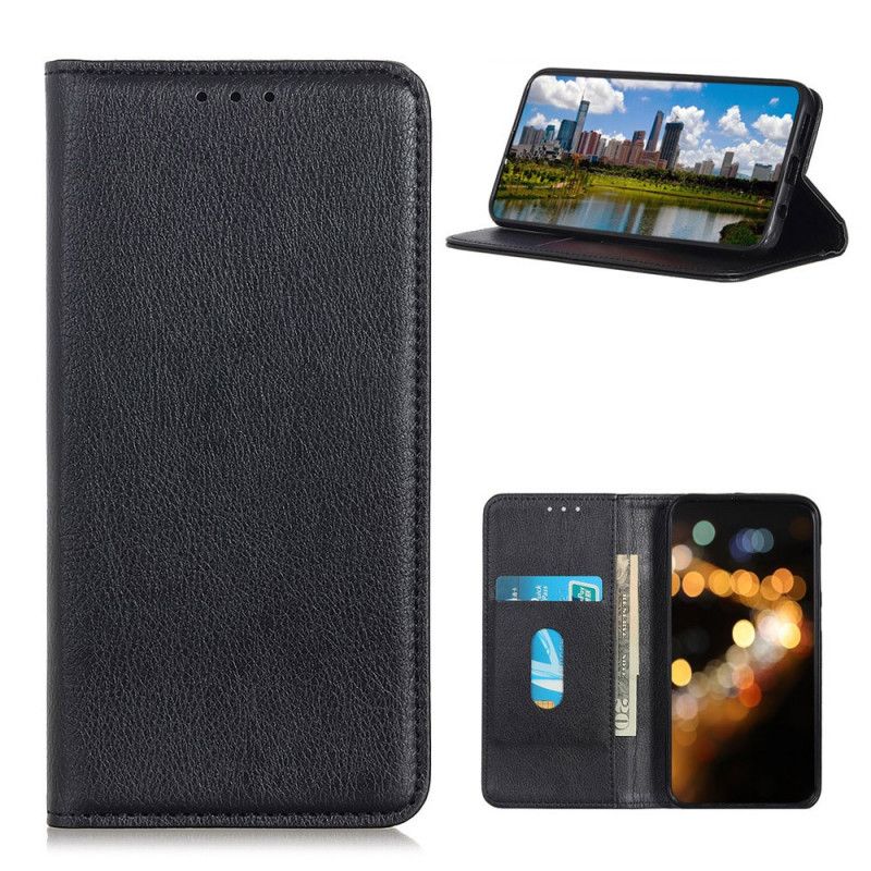 Flip Cover Samsung Galaxy Note A02s Cuir Litchi Fendu Élégance