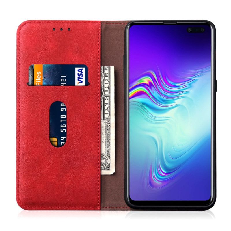 Flip Cover Samsung Galaxy S10 5g Effet Cuir Coutures
