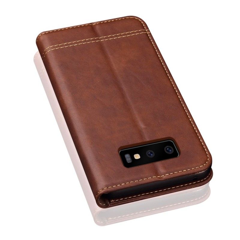Flip Cover Samsung Galaxy S10 Effet Cuir Coutures