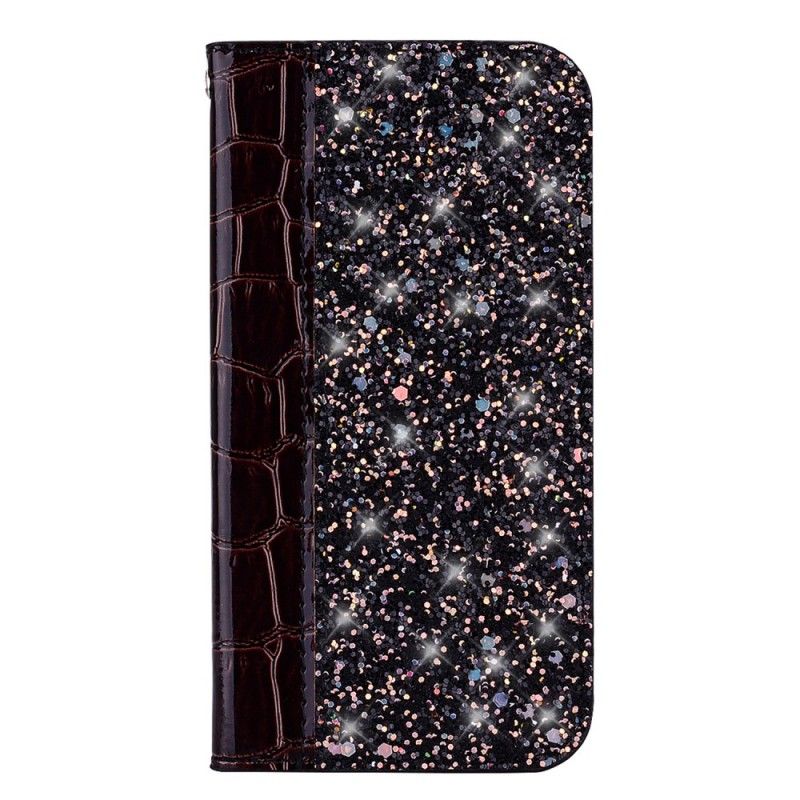 Flip Cover Samsung Galaxy S10 Effet Peau De Crocodile Et Paillettes