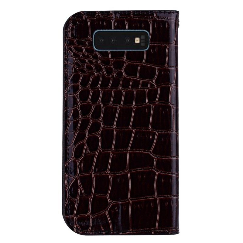 Flip Cover Samsung Galaxy S10 Effet Peau De Crocodile Et Paillettes