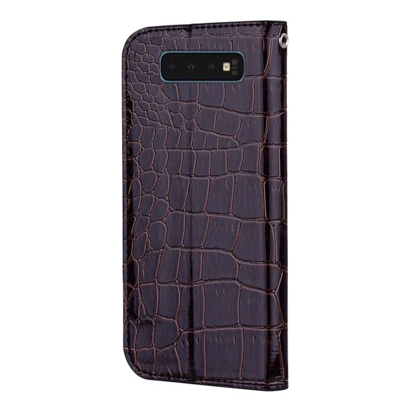 Flip Cover Samsung Galaxy S10 Effet Peau De Crocodile Et Paillettes
