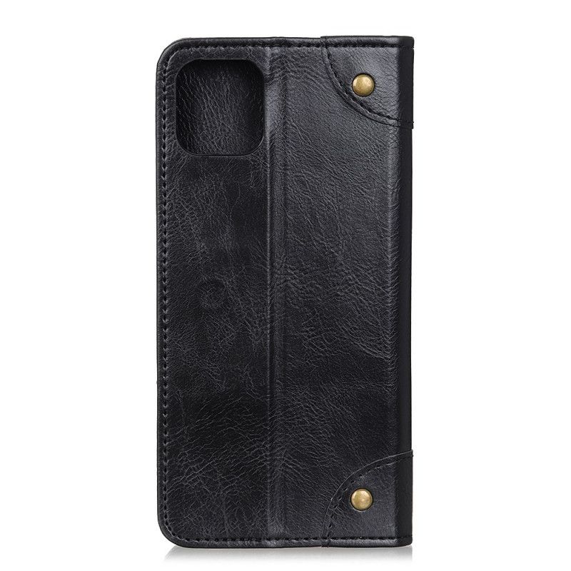 Flip Cover Samsung Galaxy S10 Lite Cuir Fendu Vintage Rivets