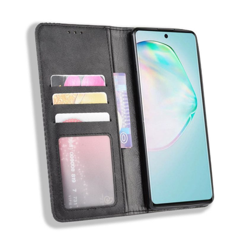 Flip Cover Samsung Galaxy S10 Lite Effet Cuir Vintage Stylisé