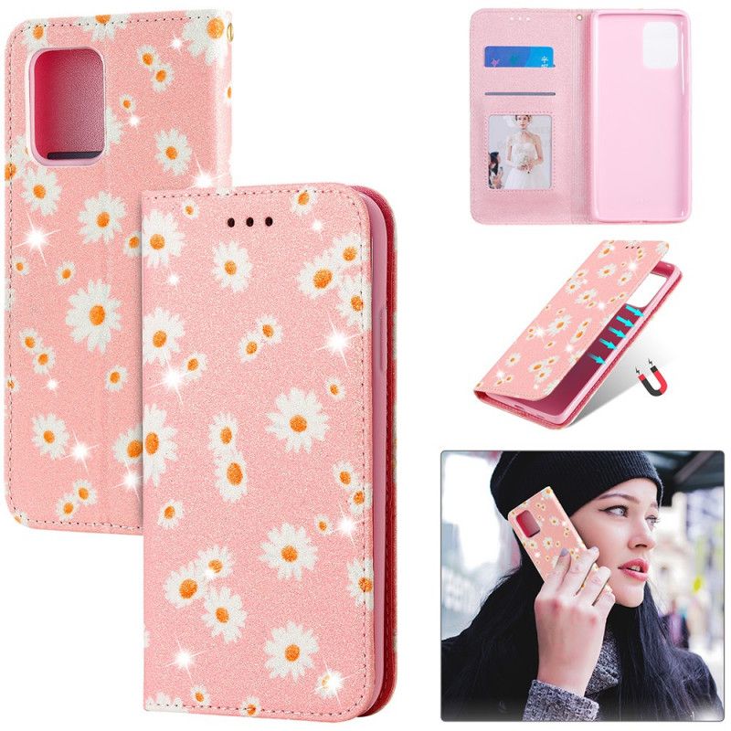 Flip Cover Samsung Galaxy S10 Lite Simili Cuir Marguerites