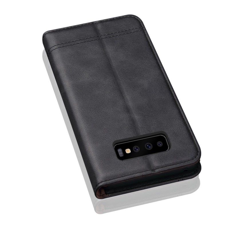 Flip Cover Samsung Galaxy S10 Plus Effet Cuir Coutures