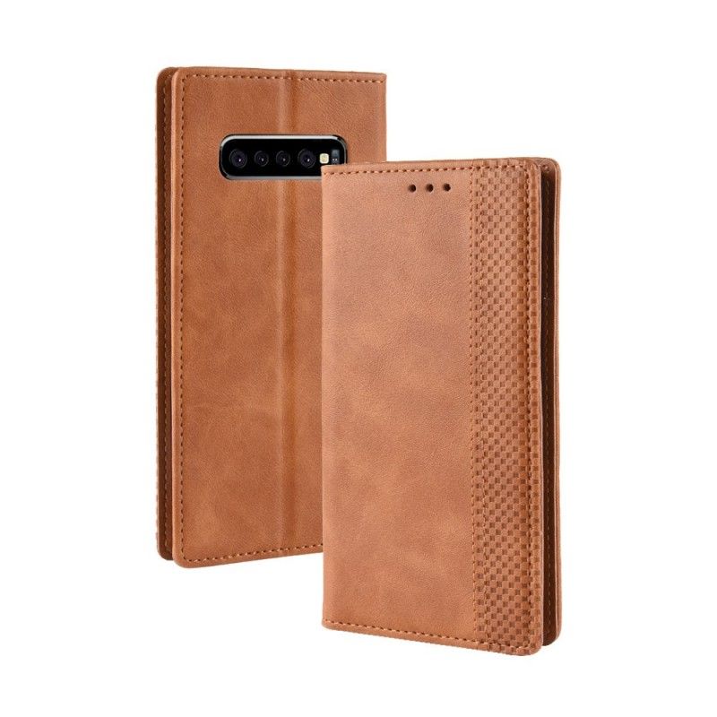 Flip Cover Samsung Galaxy S10 Plus Effet Cuir Vintage Stylisé