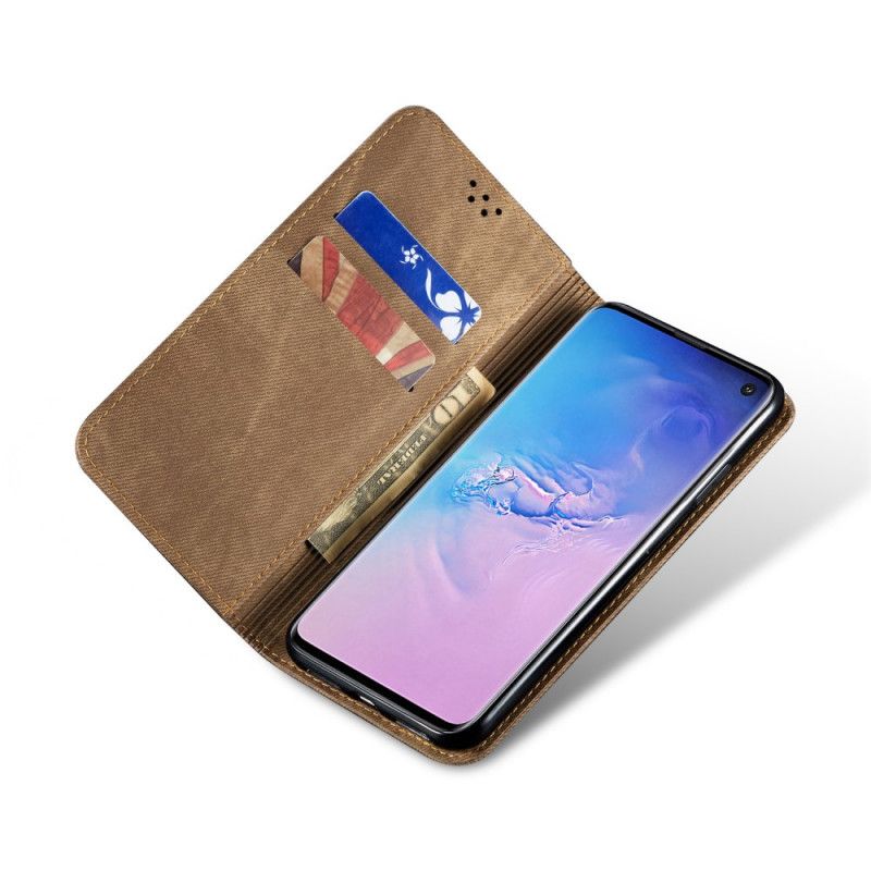 Flip Cover Samsung Galaxy S10 Tissu Jeans