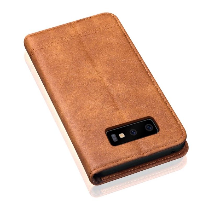 Flip Cover Samsung Galaxy S10e Effet Cuir Coutures