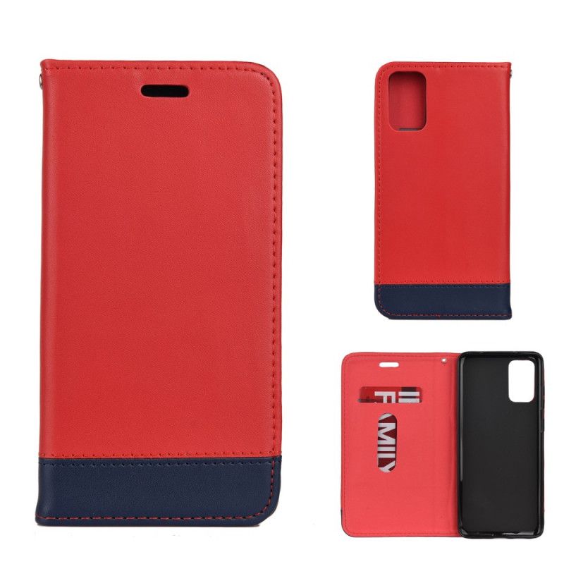 Flip Cover Samsung Galaxy S20 Cuir Fendu Bicolore Line