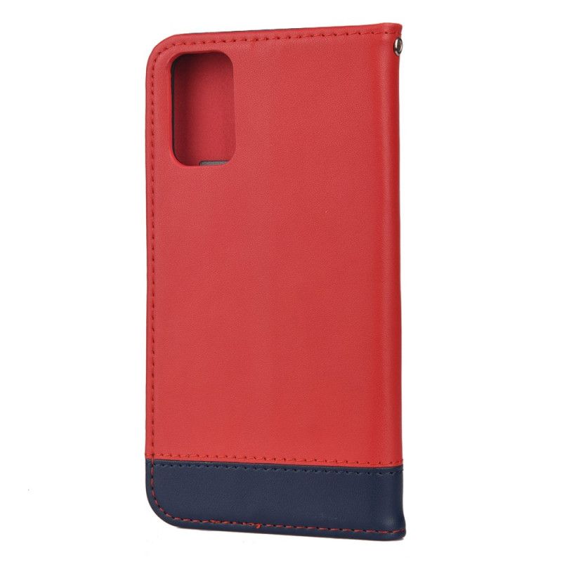 Flip Cover Samsung Galaxy S20 Cuir Fendu Bicolore Line