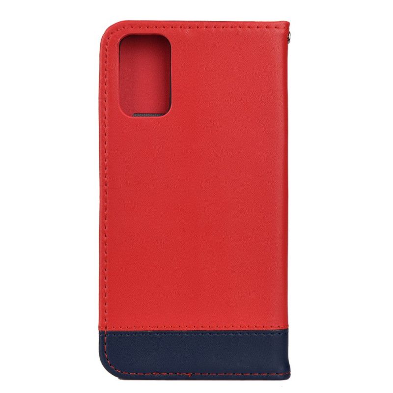 Flip Cover Samsung Galaxy S20 Cuir Fendu Bicolore Line