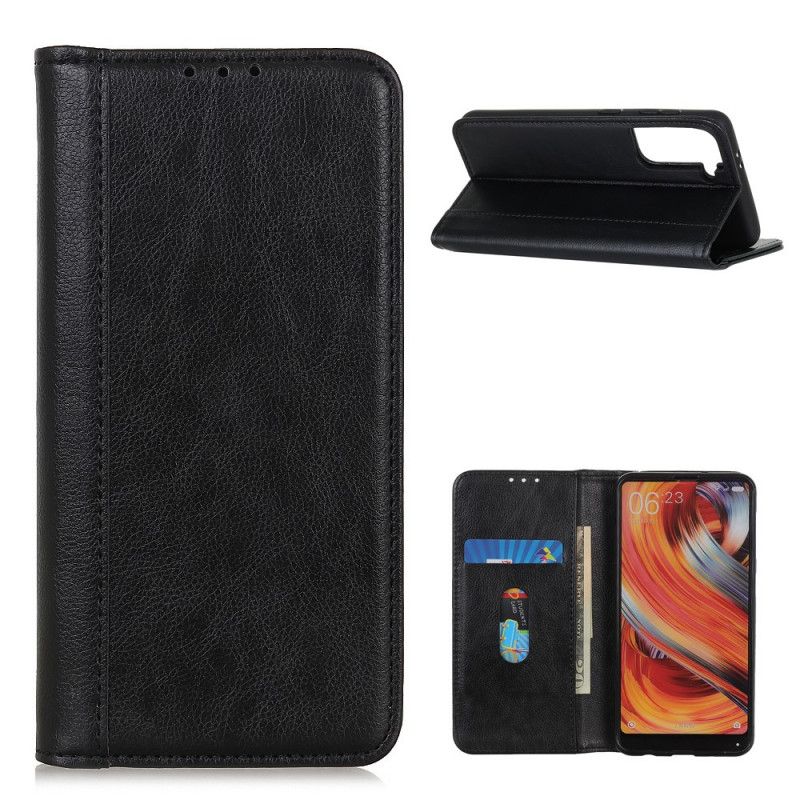 Flip Cover Samsung Galaxy S21 5g Cuir Litchi Fendu Élégance