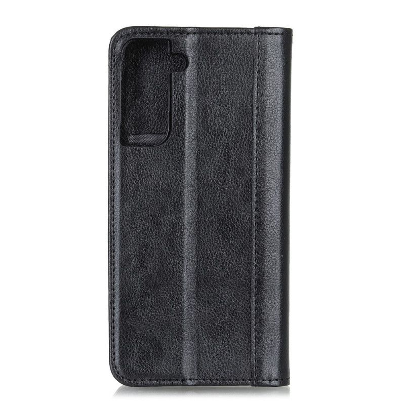 Flip Cover Samsung Galaxy S21 5g Cuir Litchi Fendu Élégance