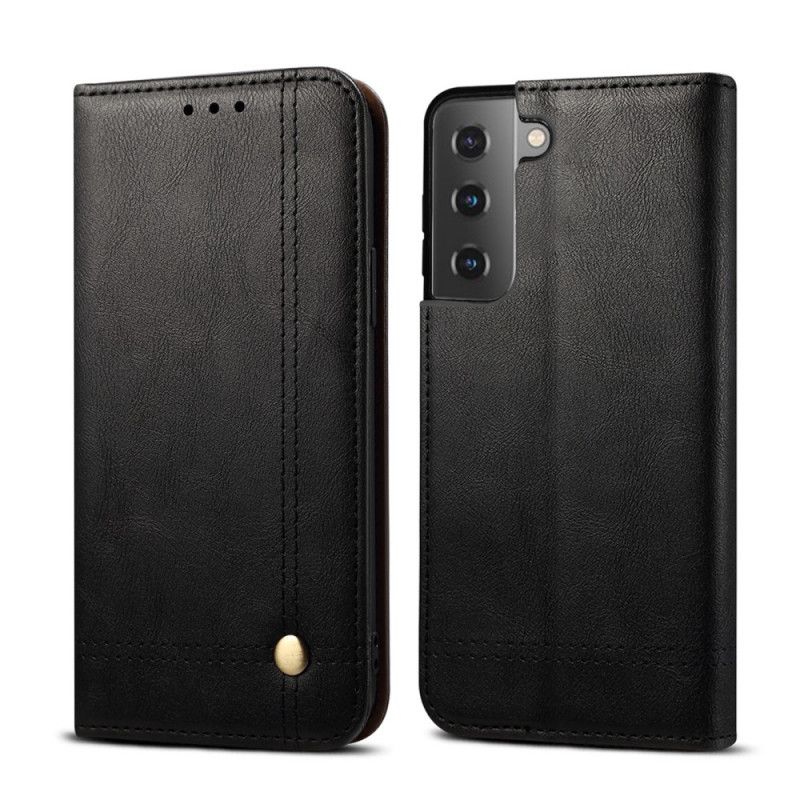 Flip Cover Samsung Galaxy S21 5g Effet Cuir Coutures