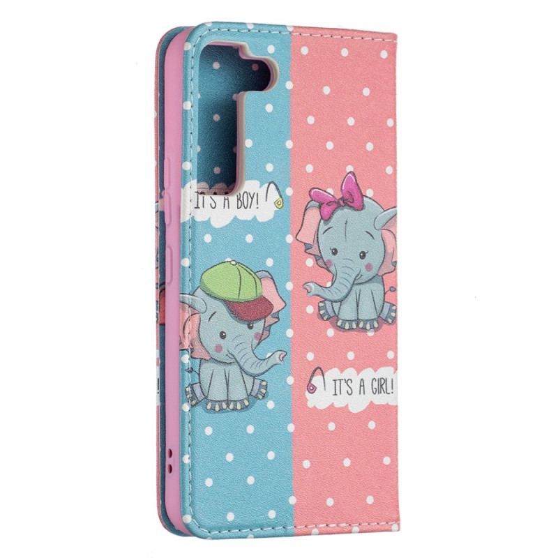 Flip Cover Samsung Galaxy S22 5G Bébés Éléphants