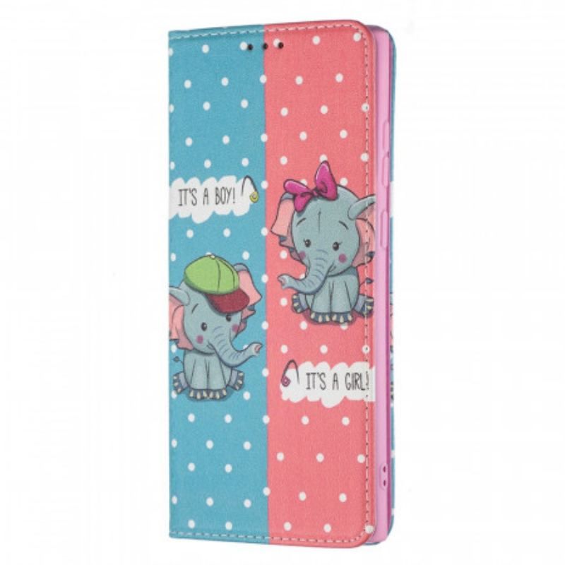 Flip Cover Samsung Galaxy S22 Ultra 5G Bébés Éléphants