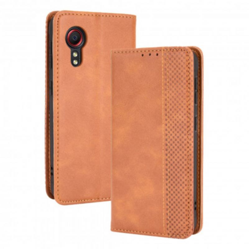 Flip Cover Samsung Galaxy XCover 5 Effet Cuir Vintage Stylisé