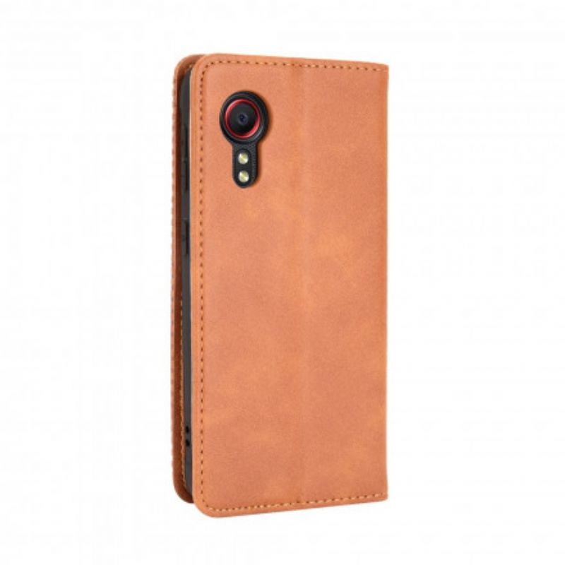 Flip Cover Samsung Galaxy XCover 5 Effet Cuir Vintage Stylisé