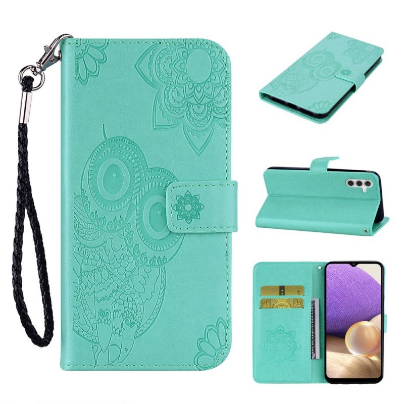 Housse Pour Samsung Galaxy A13 5G Hibou Mandala Et Lanière