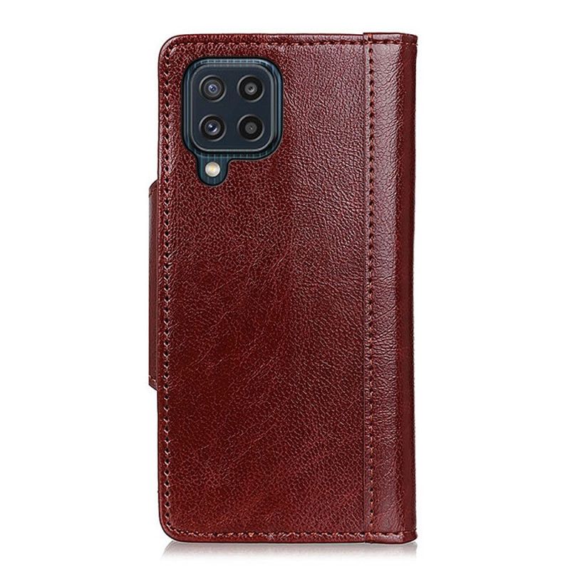 Housse Pour Samsung Galaxy M32 Simili Cuir Mat Fermoir Argenté