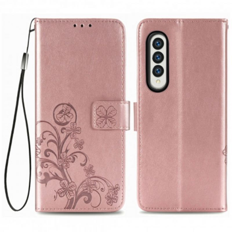 Housse Pour Samsung Galaxy Z Fold 3 5G Fleurs Design Avec Lanière