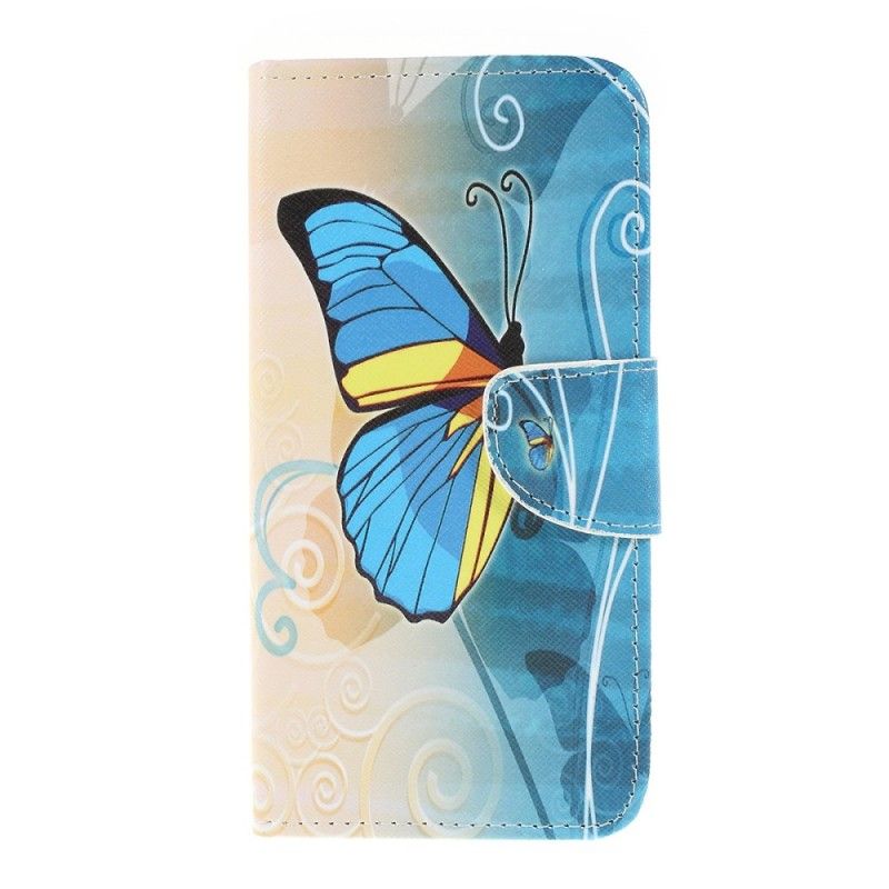 Housse Samsung Galaxy A10 Papillon Bleu Et Jaune
