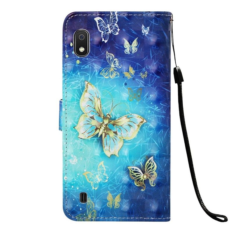 Housse Samsung Galaxy A10 Papillons Dorés