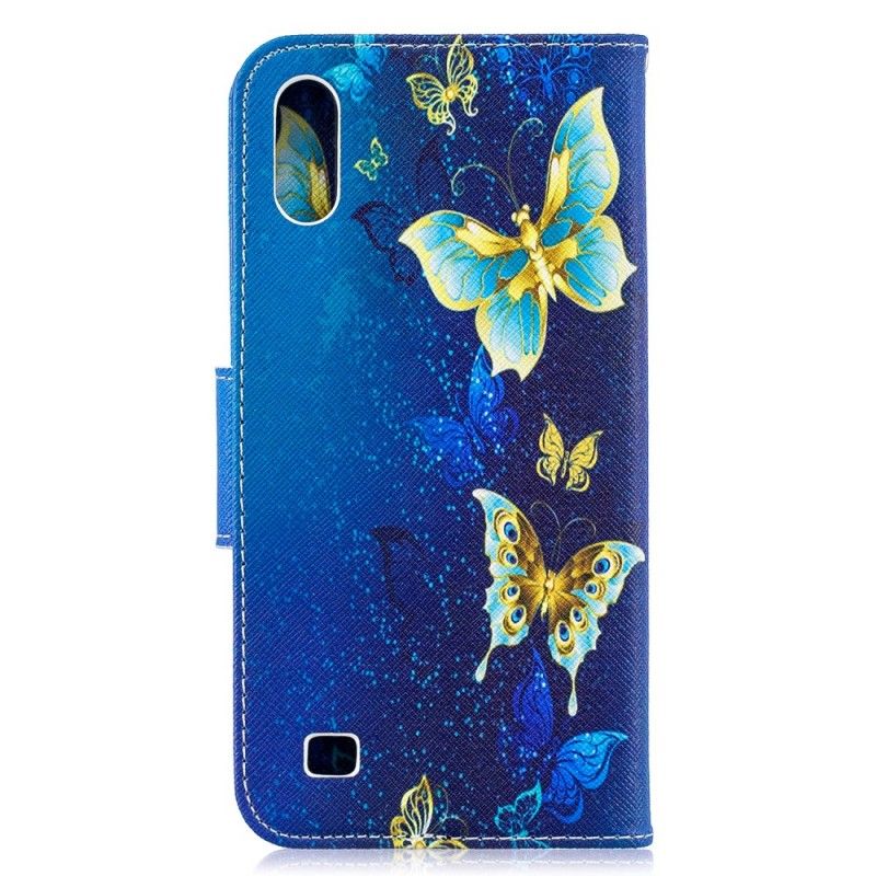 Housse Samsung Galaxy A10 Papillons Dorés