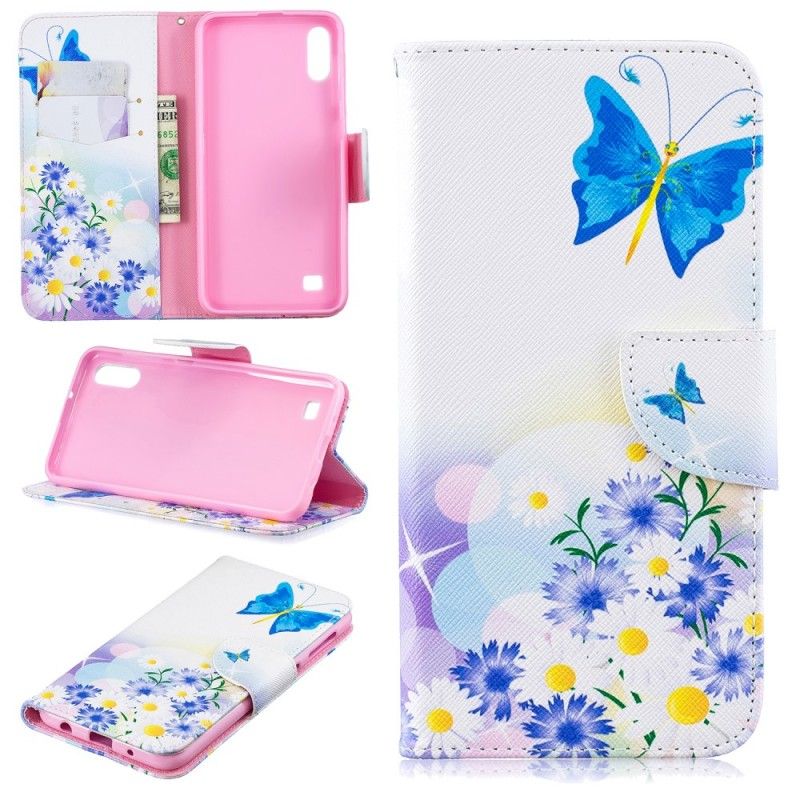 Housse Samsung Galaxy A10 Papillons Et Fleurs Peints