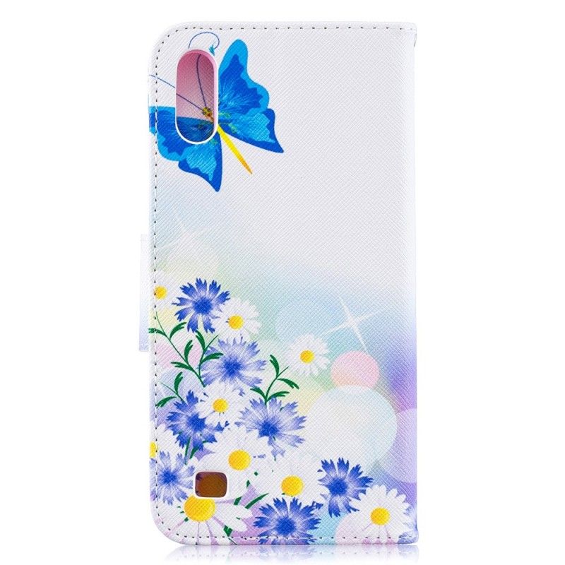 Housse Samsung Galaxy A10 Papillons Et Fleurs Peints