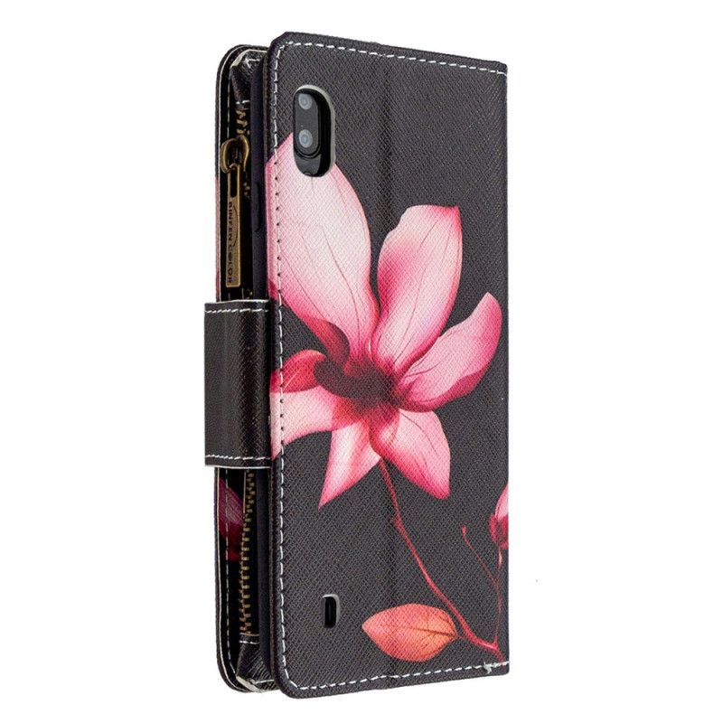 Housse Samsung Galaxy A10 Poche Zippée Fleur