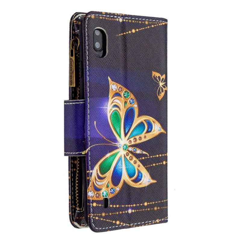 Étui Housse Samsung Galaxy A10 Poche Zippée Papillon Royal