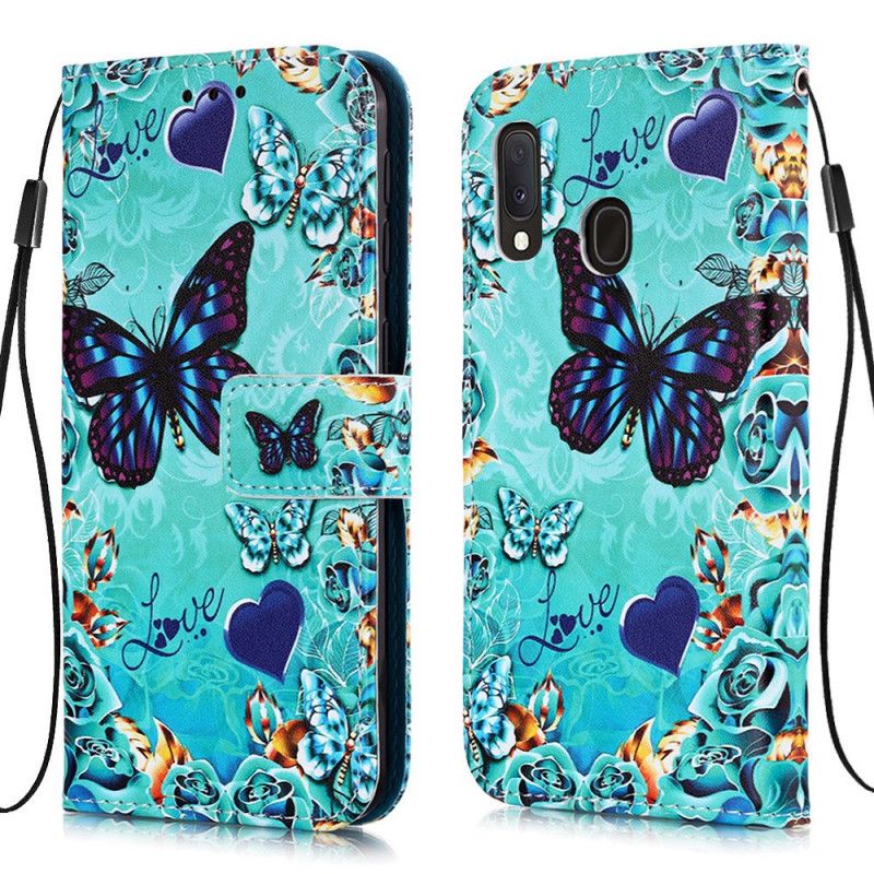 Housse Samsung Galaxy A10e Papillons Dorés