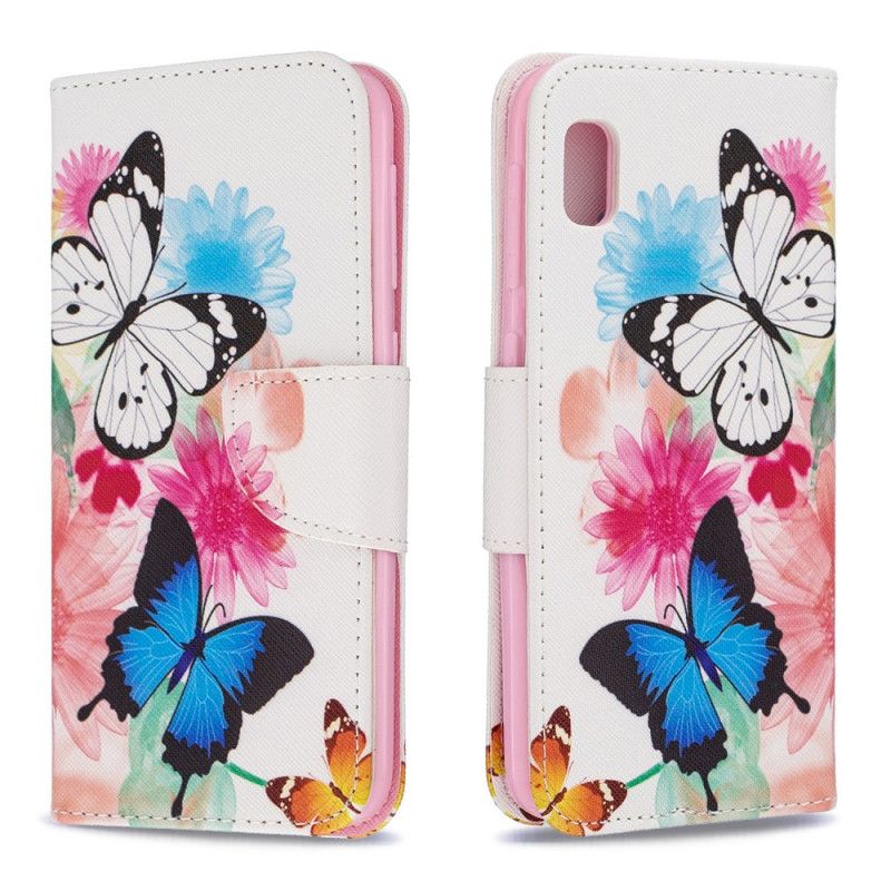 Housse Samsung Galaxy A10e Papillons Et Fleurs Peints
