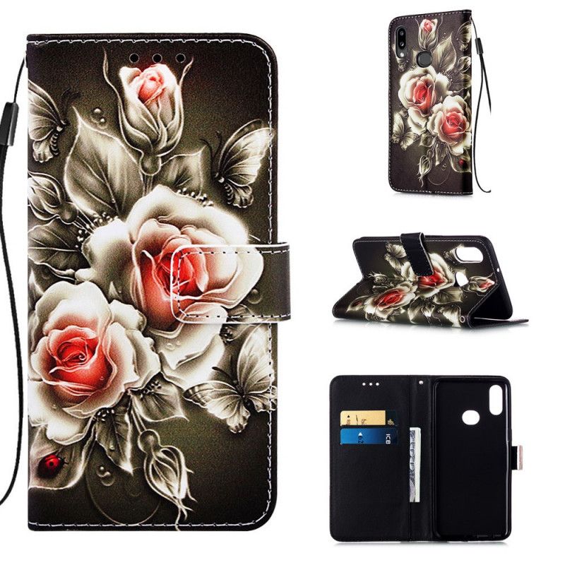 Housse Samsung Galaxy A10s Roses Dorées