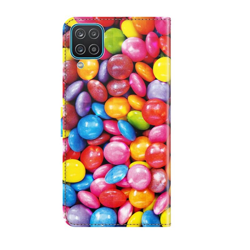 Étui Housse Samsung Galaxy A12 Bonbons Avec Lanière