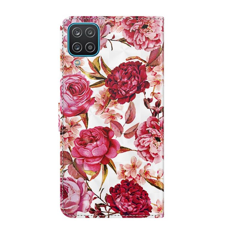 Housse Samsung Galaxy A12 Light Spot Roses Avec Lanière