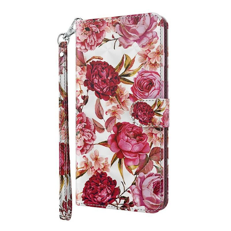 Housse Samsung Galaxy A12 / M12 Light Spot Roses avec Lanière