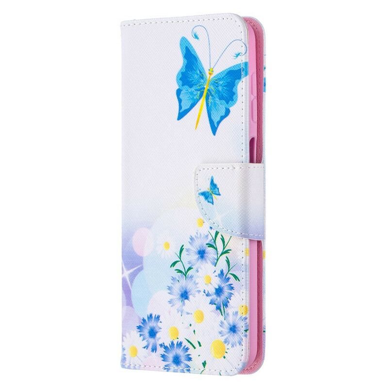 Housse Samsung Galaxy A12 / M12 Papillons et Fleurs Peints